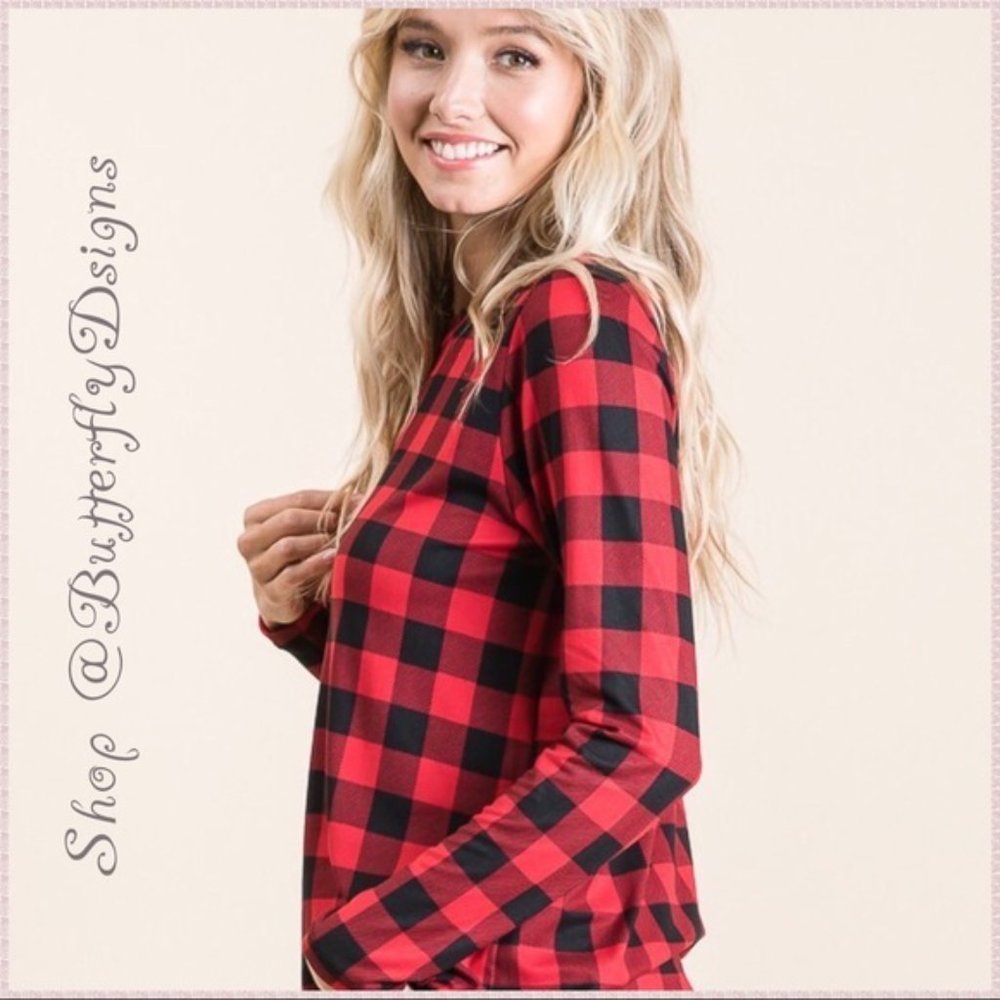 BOGOFREE Butter Soft Buffalo Check Long Sleeve Top - Picture 6 of 16